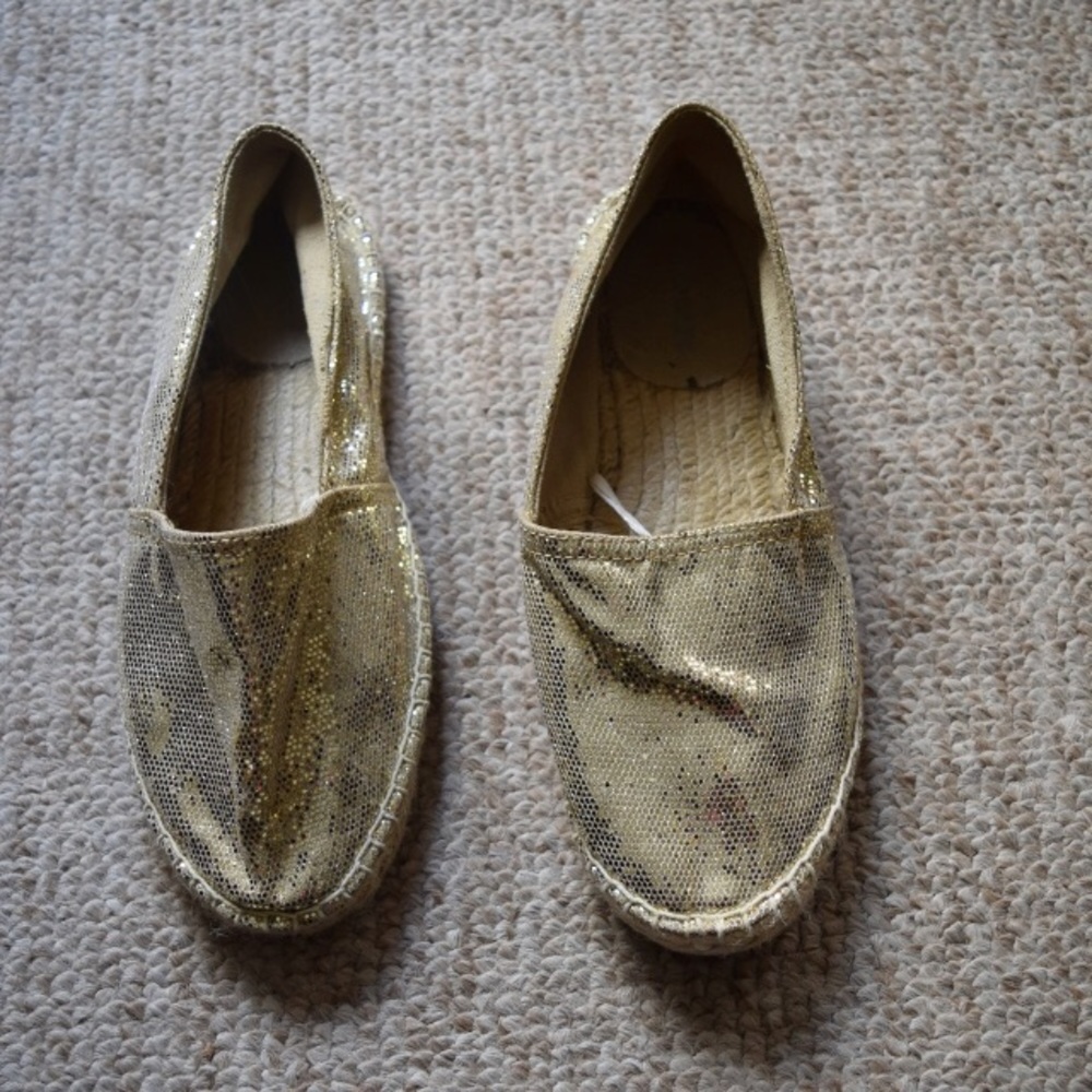 Kristin - Express Gold Sparkle Espadrilles Flat